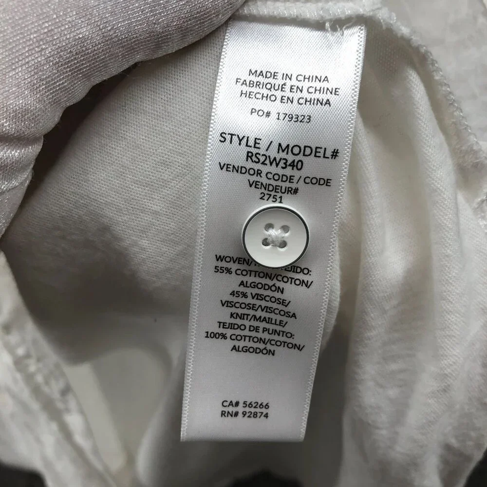 Splendid Short Sleeve Paige Shirt Womens L White Button Up Lightweight Raw Edge - Picture 6 of 10